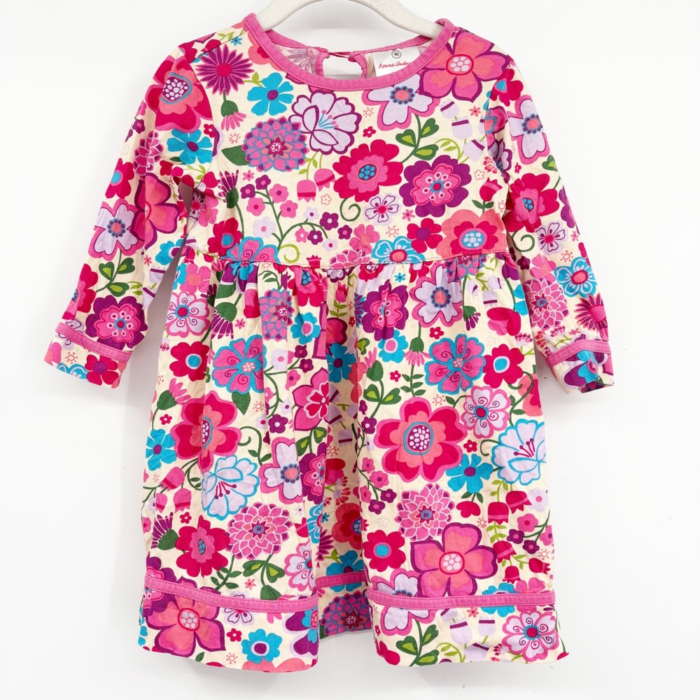 Hanna Andersson Toddler Girls Floral Cotton Mod Cottagecore Play Dress Size 3T